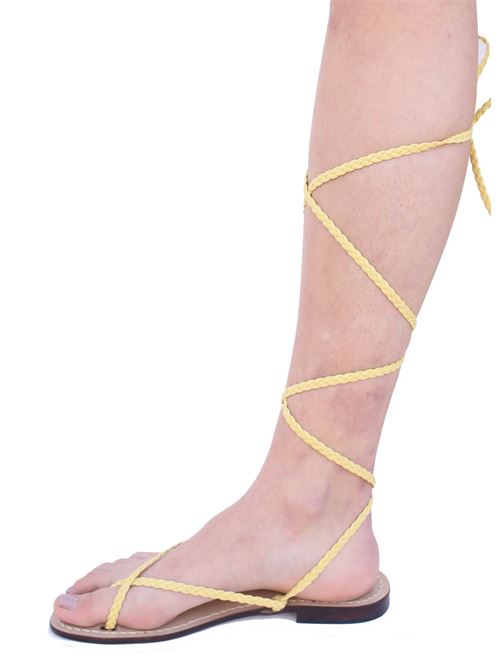 Yellow lace up sandals with braids Da Costanzo | SCHIAVATRECCINEFORCAGIALLO